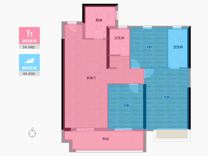 安徽省-淮北市-世茂云图-90.40-户型库-动静分区