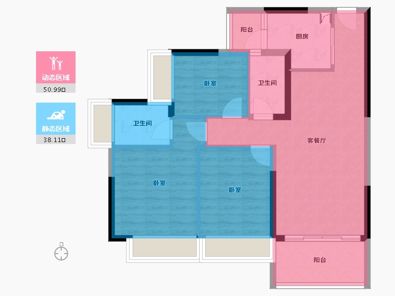 广东省-惠州市-碧桂园城央印象-79.53-户型库-动静分区