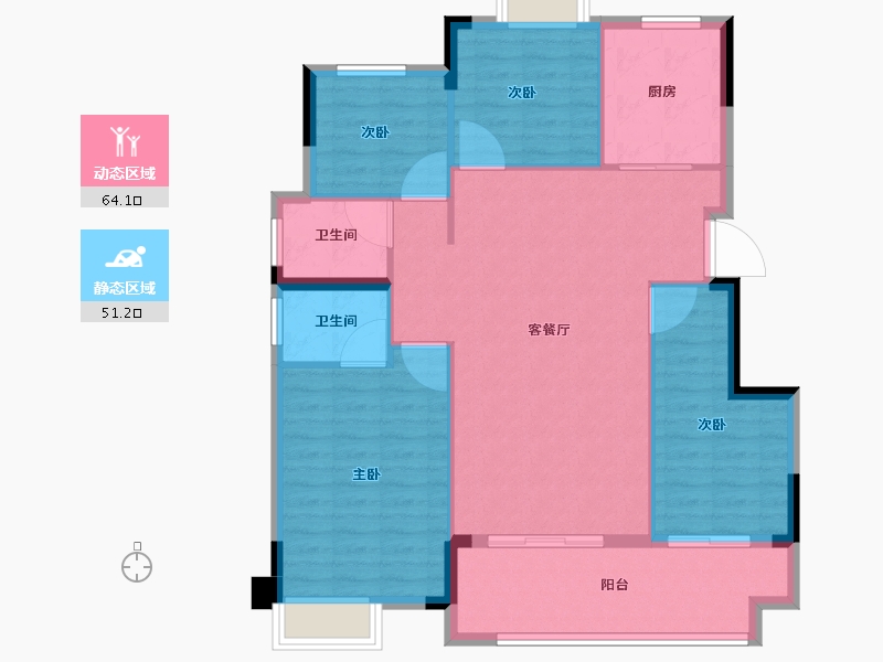 福建省-福州市-南山纵横瀛洲府-105.60-户型库-动静分区