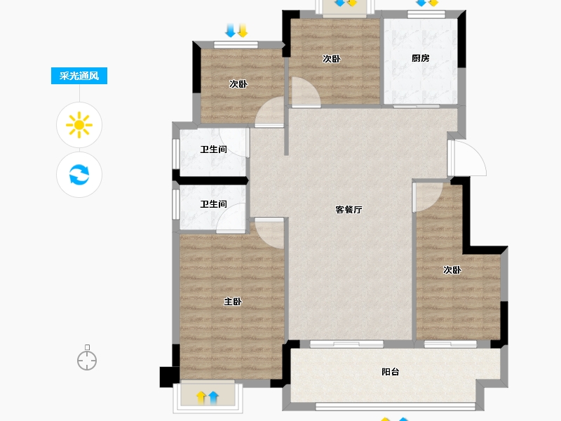 福建省-福州市-南山纵横瀛洲府-105.60-户型库-采光通风