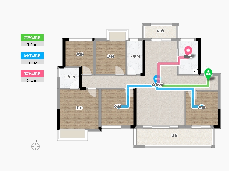 湖南省-长沙市-春晖花园-130.00-户型库-动静线