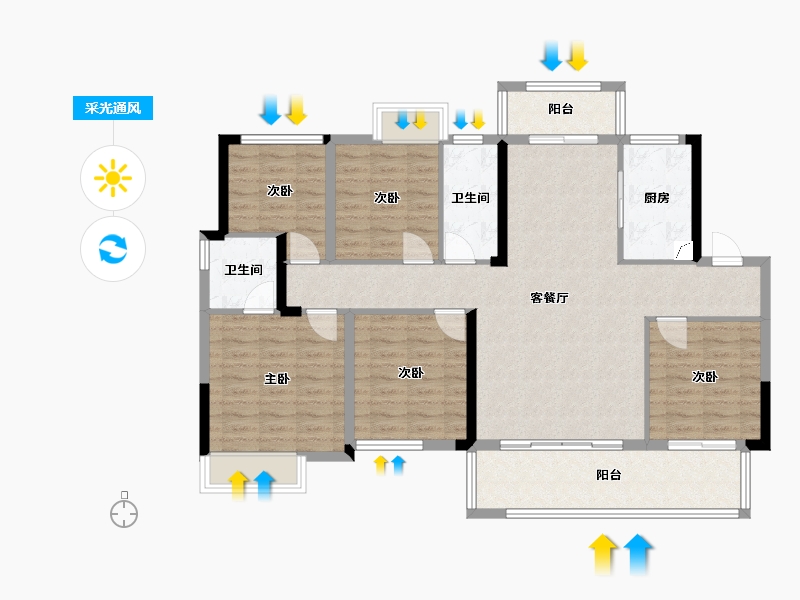 湖南省-长沙市-春晖花园-130.00-户型库-采光通风