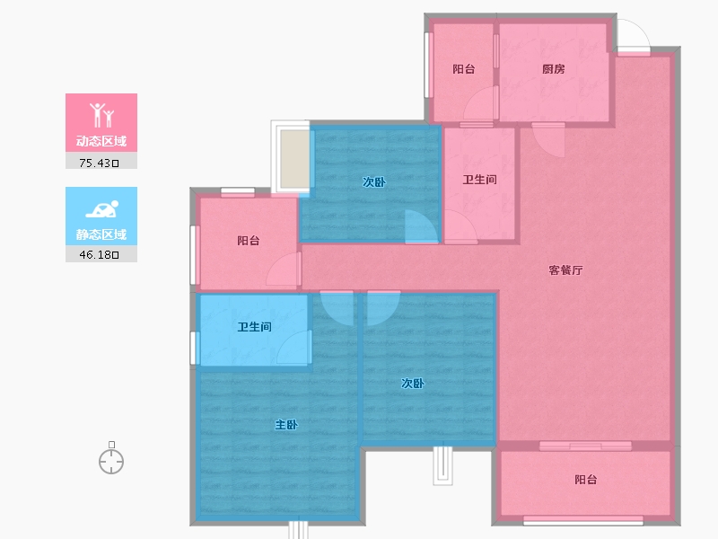 湖南省-长沙市-国欣向荣府-111.10-户型库-动静分区