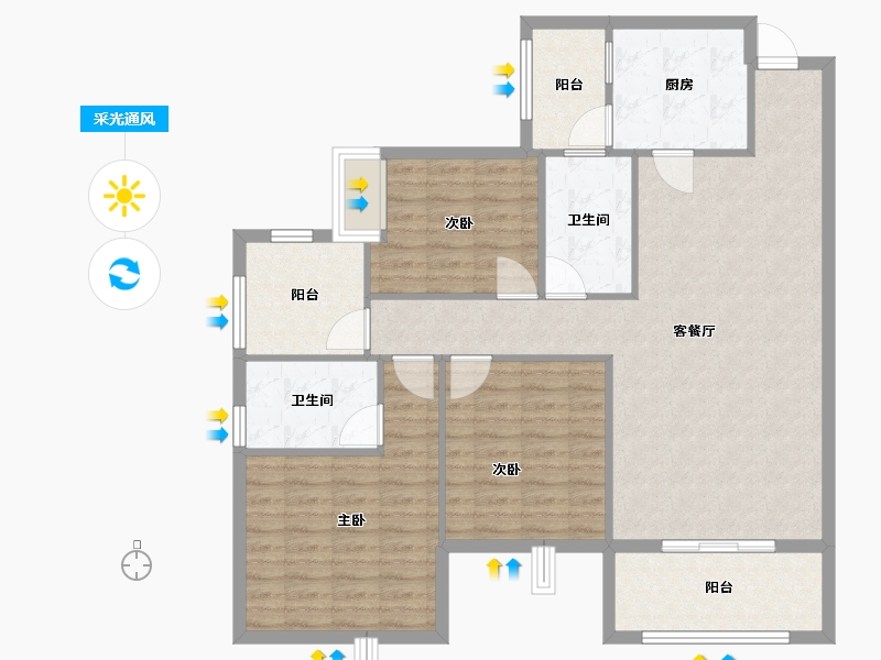 湖南省-长沙市-国欣向荣府-111.10-户型库-采光通风