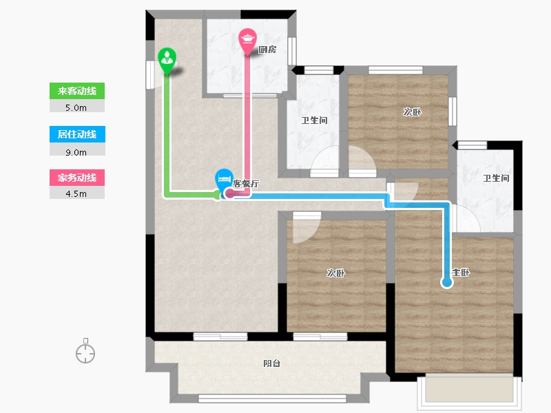 江苏省-苏州市-张家港建发和玺-90.40-户型库-动静线