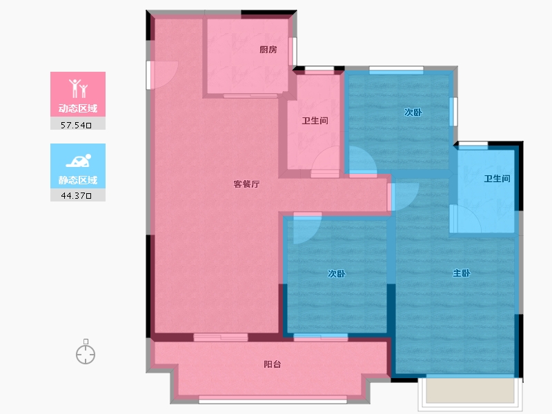 江苏省-苏州市-张家港建发和玺-90.40-户型库-动静分区