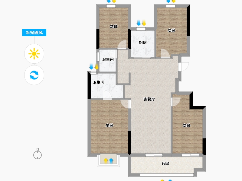 福建省-福州市-碧桂园正荣阳光城悦江湾-89.60-户型库-采光通风