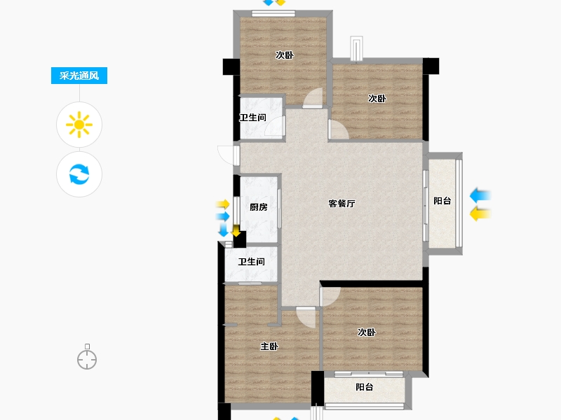 福建省-福州市-三盛国际海岸-106.59-户型库-采光通风