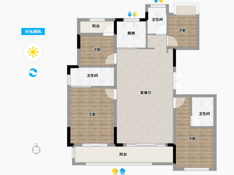 福建省-福州市-绿城海棠映月-126.40-户型库-采光通风