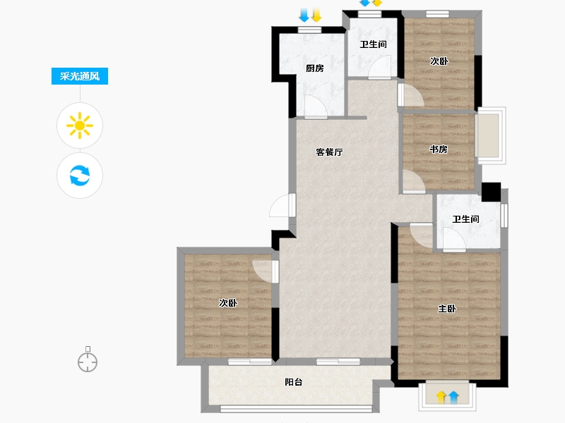 福建省-福州市-望海潮-102.40-户型库-采光通风