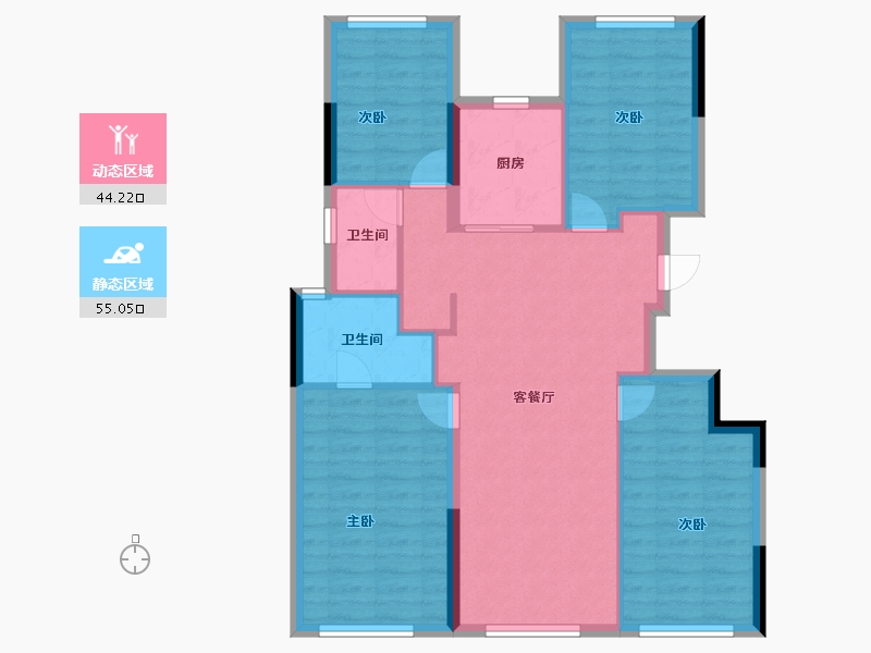 福建省-福州市-碧桂园正荣阳光城悦江湾-89.60-户型库-动静分区