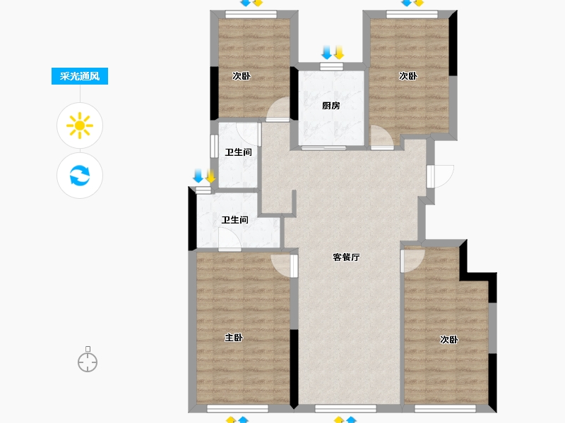 福建省-福州市-碧桂园正荣阳光城悦江湾-89.60-户型库-采光通风