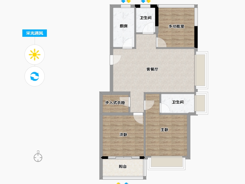 江苏省-苏州市-新天地熙照华庭-78.63-户型库-采光通风