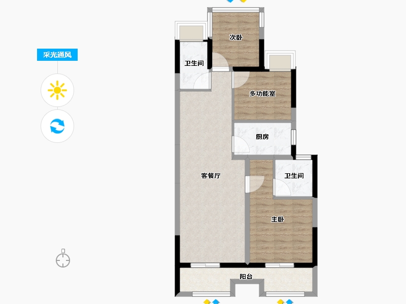 江苏省-苏州市-新天地熙照华庭-79.99-户型库-采光通风