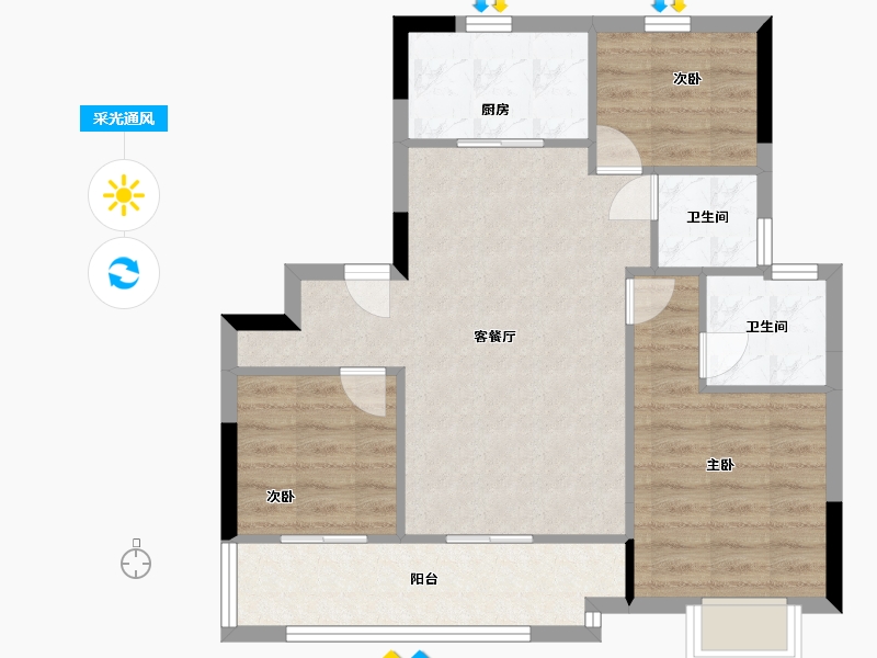 浙江省-绍兴市-中南漫悦湾-71.20-户型库-采光通风