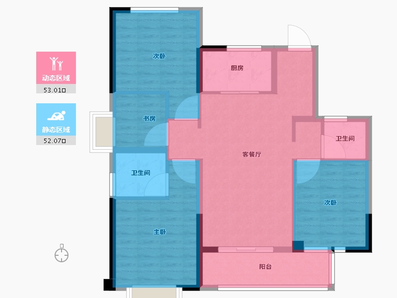 福建省-福州市-三盛国际海岸-94.32-户型库-动静分区