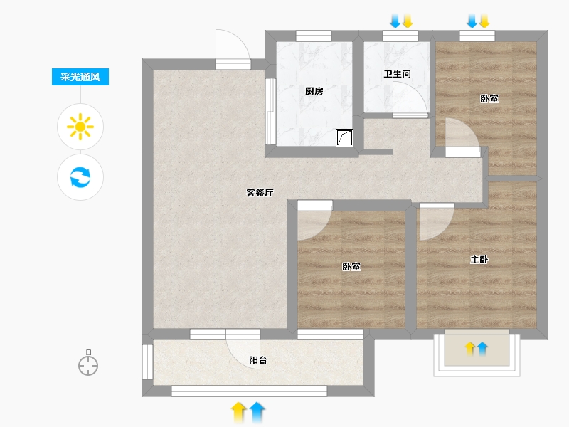 山东省-青岛市-西海岸·创新科技城-67.00-户型库-采光通风