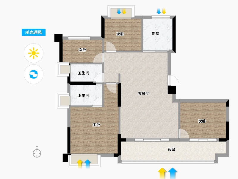 福建省-福州市-南山纵横瀛洲府-103.05-户型库-采光通风