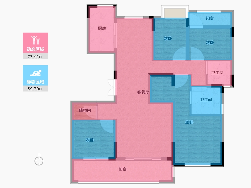 福建省-福州市-绿城海棠映月-119.20-户型库-动静分区