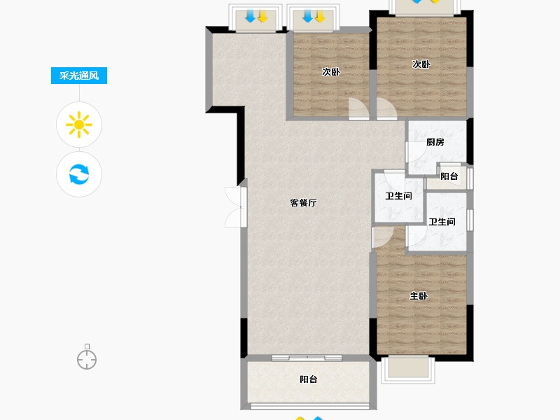 四川省-成都市-堰山和畔一期-98.00-户型库-采光通风