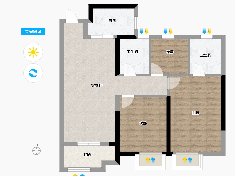 福建省-福州市-望海潮-71.20-户型库-采光通风