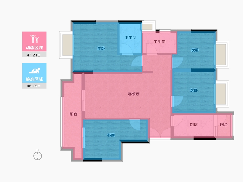 重庆-重庆市-棠城壹号院-88.00-户型库-动静分区