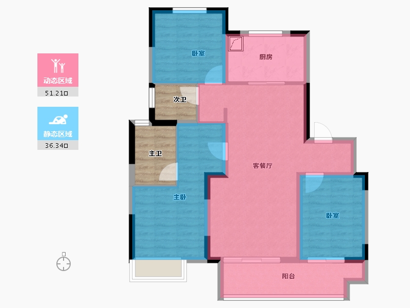 河南省-郑州市-康桥原溪郡​-85.44-户型库-动静分区