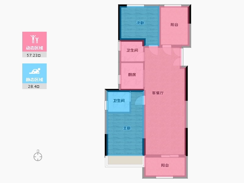 湖北省-十堰市-汉成世家-72.00-户型库-动静分区