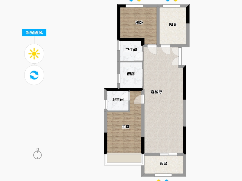 湖北省-十堰市-汉成世家-72.00-户型库-采光通风