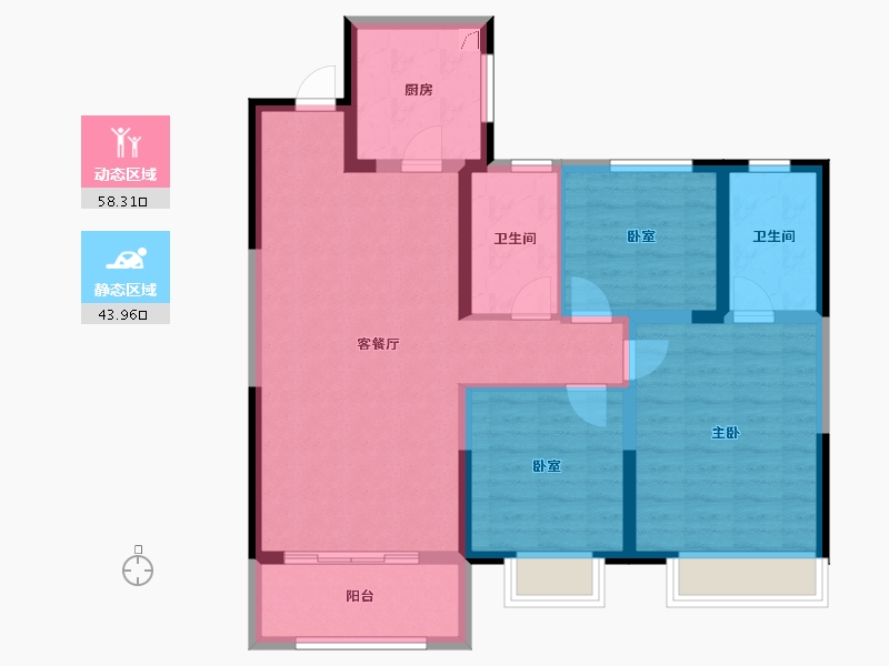 山东省-济南市-山钢锦悦华府-91.22-户型库-动静分区