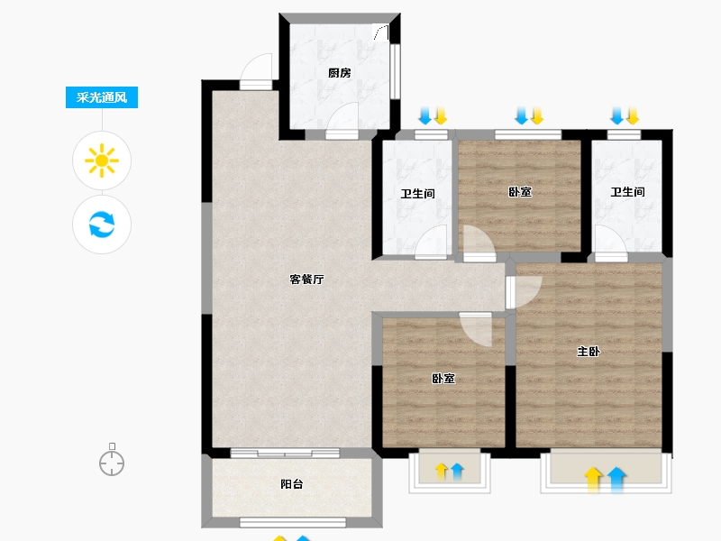 山东省-济南市-山钢锦悦华府-91.22-户型库-采光通风