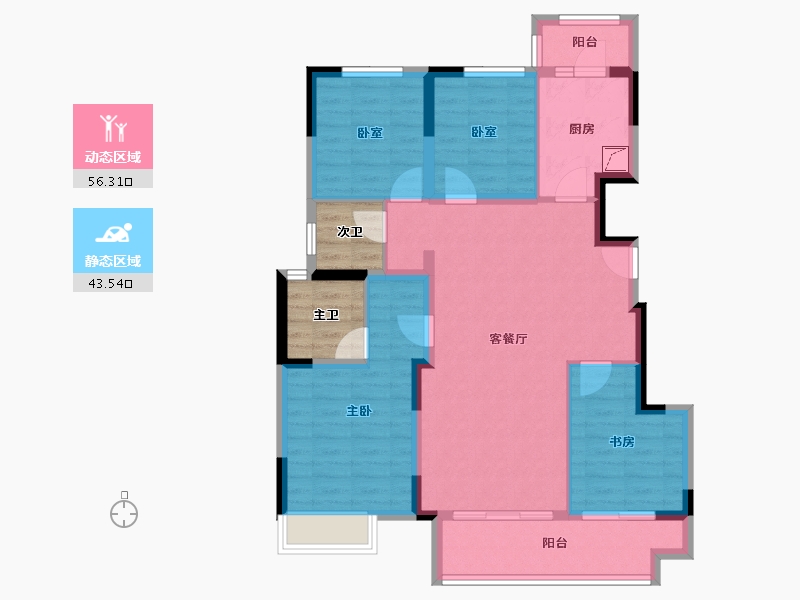 河南省-郑州市-康桥原溪郡​-95.71-户型库-动静分区