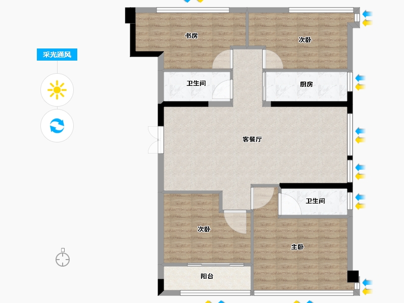 福建省-福州市-大东海中央府-104.01-户型库-采光通风