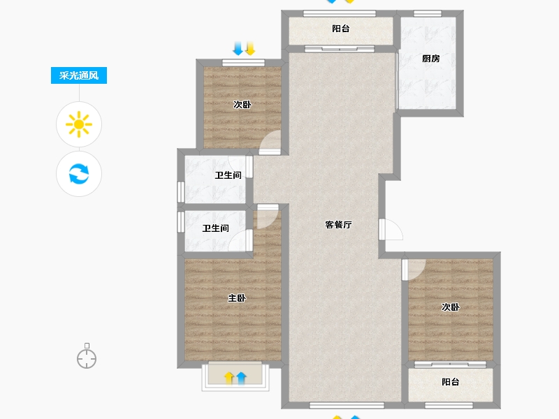 山东省-济南市-锦祥佳苑-111.15-户型库-采光通风