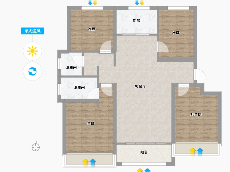 山东省-东营市-众凯学府-120.00-户型库-采光通风