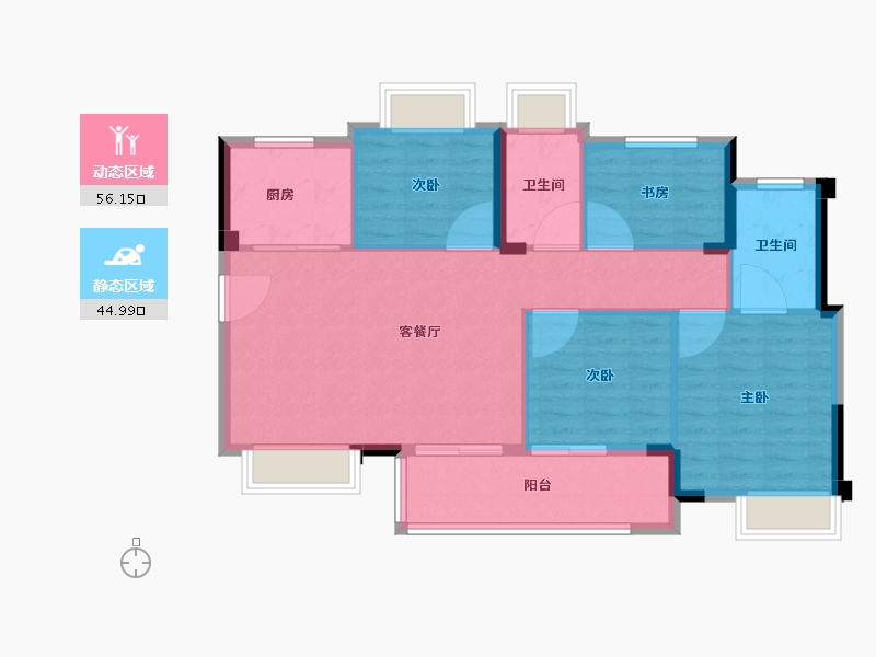 福建省-福州市-南山纵横瀛洲府-91.95-户型库-动静分区