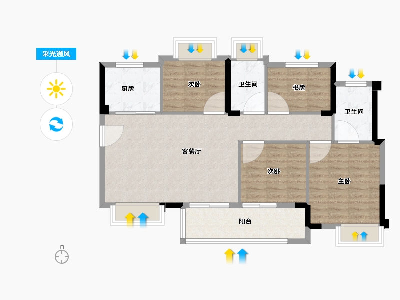 福建省-福州市-南山纵横瀛洲府-91.95-户型库-采光通风