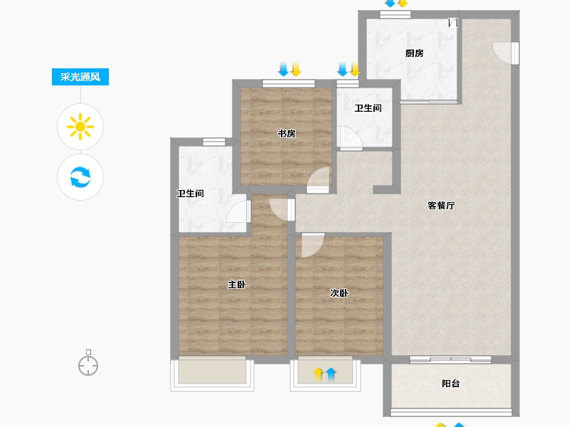 山东省-济南市-中粮祥云​-90.00-户型库-采光通风