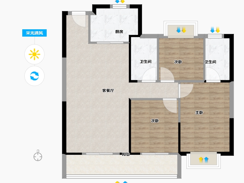 福建省-福州市-融创长乐壹号-92.00-户型库-采光通风