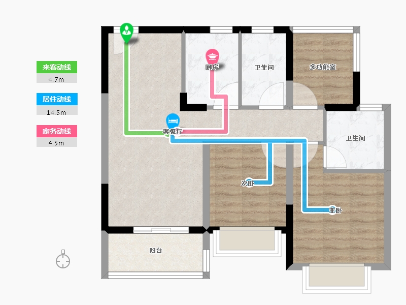 江苏省-苏州市-新天地熙照华庭-71.73-户型库-动静线