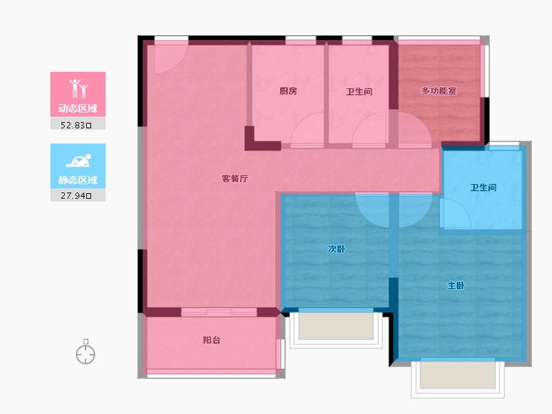 江苏省-苏州市-新天地熙照华庭-71.73-户型库-动静分区