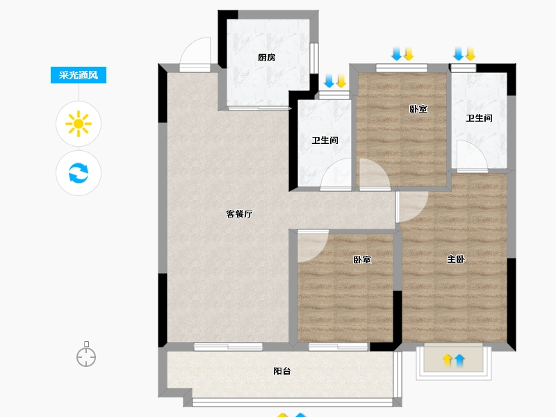 福建省-福州市-融创福州府-86.40-户型库-采光通风