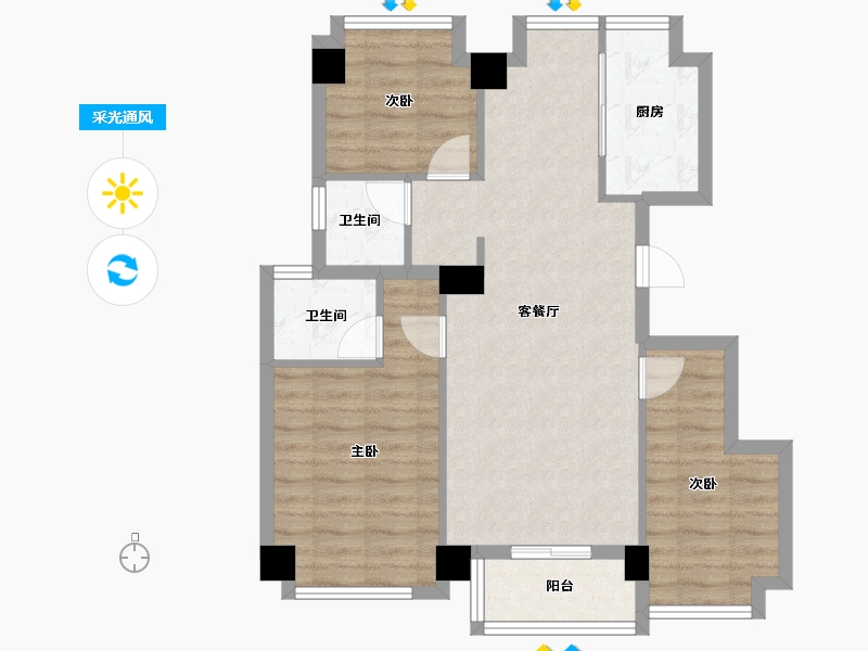 福建省-福州市-武夷澜庭-74.00-户型库-采光通风