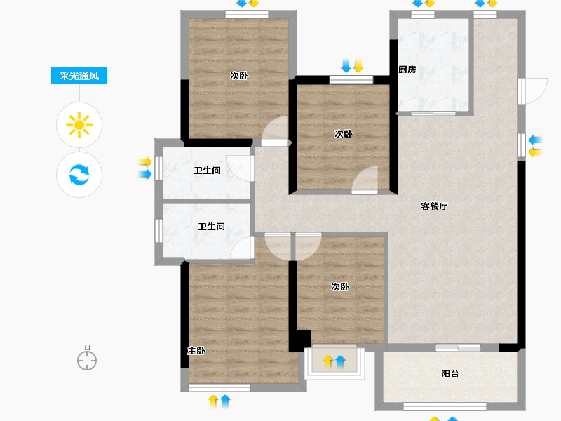 福建省-福州市-三盛雅居乐璞悦长滩-98.23-户型库-采光通风