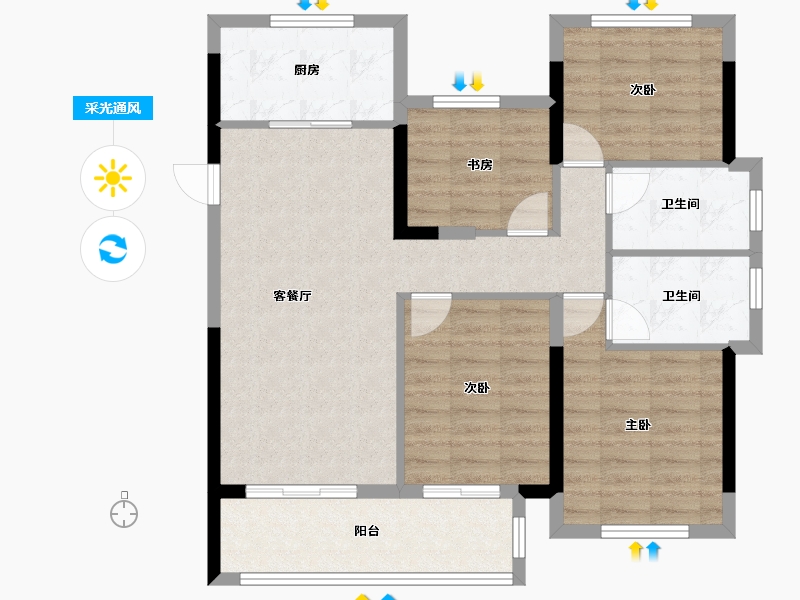 福建省-福州市-永泰保利堂悦-90.00-户型库-采光通风