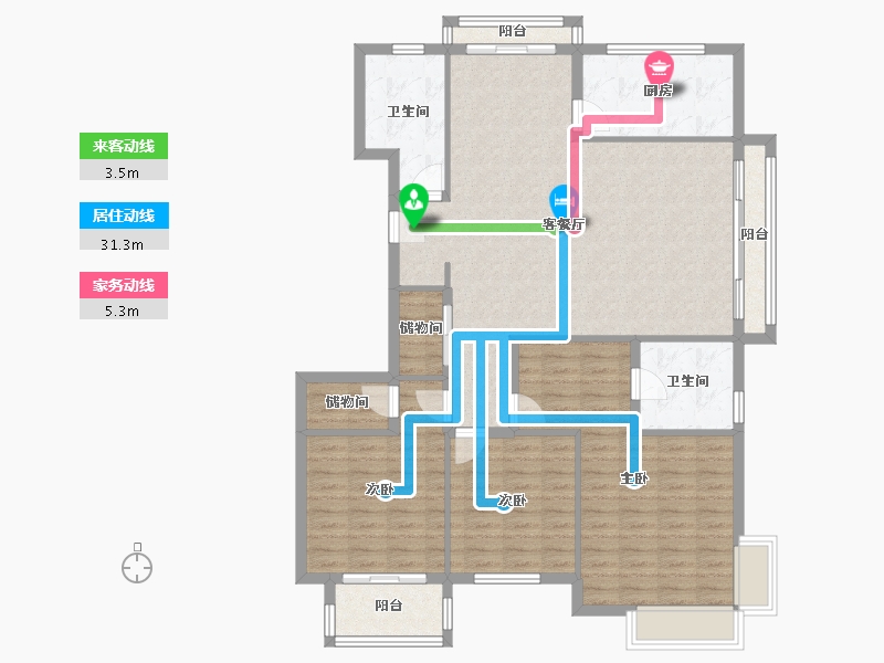 浙江省-杭州市-凯旋路258号小区-110.00-户型库-动静线