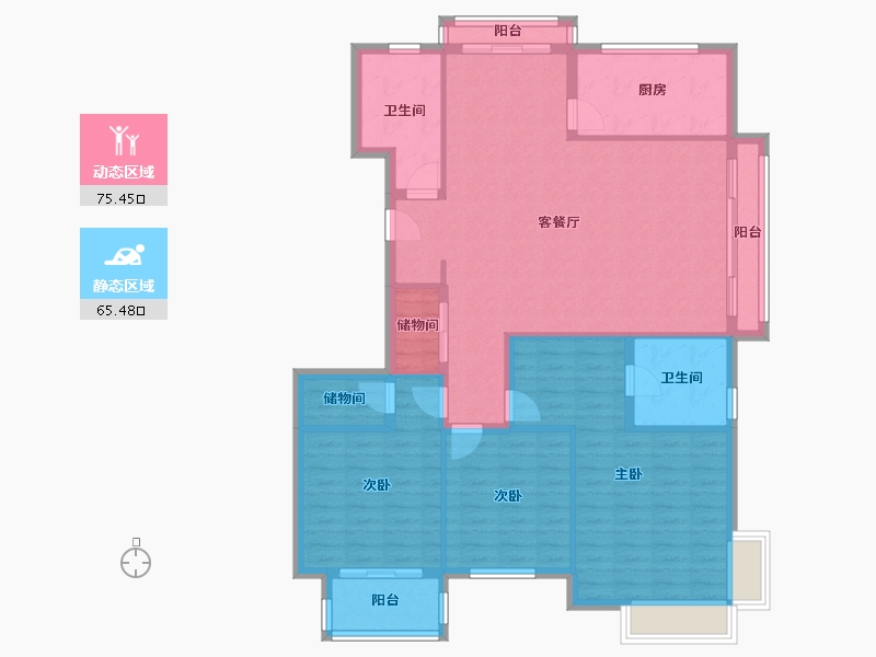 浙江省-杭州市-凯旋路258号小区-110.00-户型库-动静分区