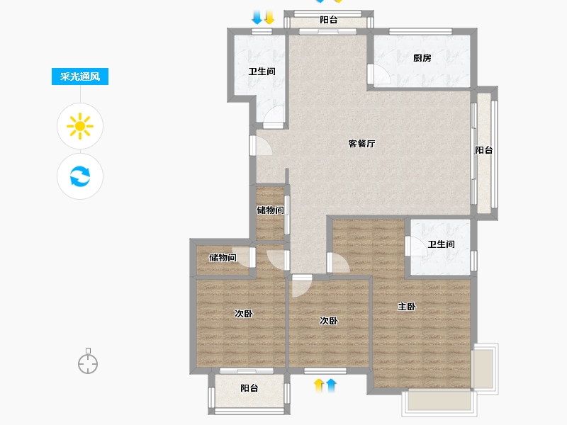 浙江省-杭州市-凯旋路258号小区-110.00-户型库-采光通风