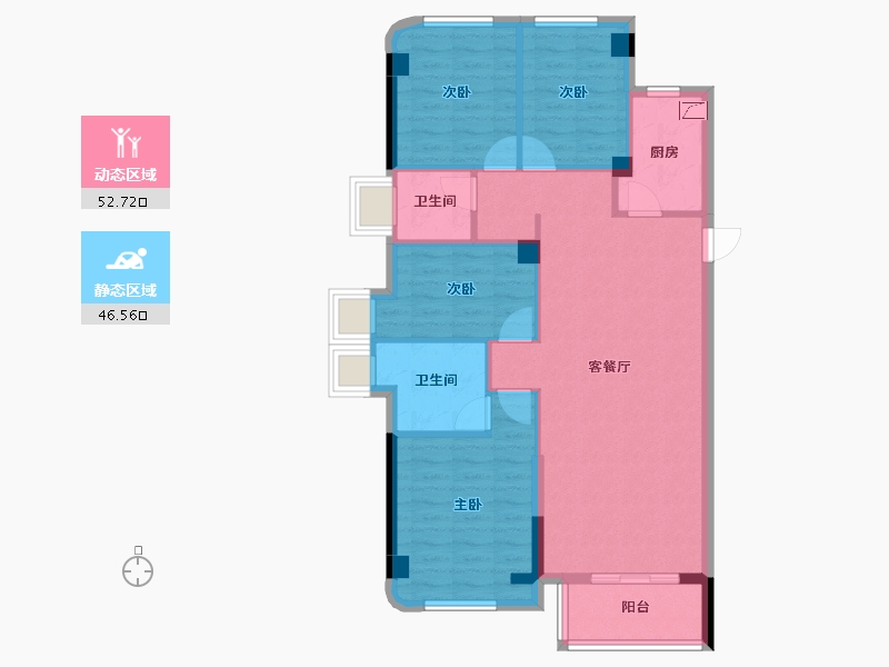 福建省-福州市-武夷澜庭-88.99-户型库-动静分区