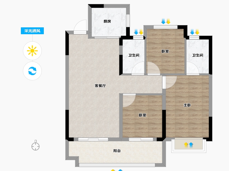 福建省-福州市-融创福州府-86.40-户型库-采光通风